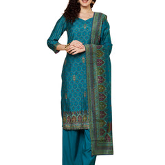 Women Teal-Blue Printed Kurta with Palazzo & Printed Dupatta