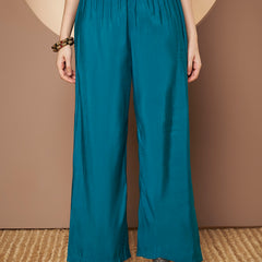 Women Teal-Blue Printed Kurta with Palazzo & Printed Dupatta