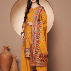 Mustard Printed Kurta with Palazzo & Printed Dupatta