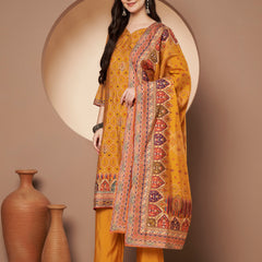 Mustard Printed Kurta with Palazzo & Printed Dupatta
