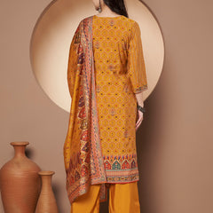 Mustard Printed Kurta with Palazzo & Printed Dupatta