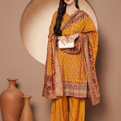 Mustard Printed Kurta with Palazzo & Printed Dupatta