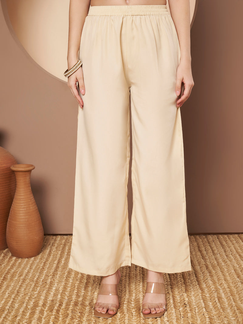 Beige & Green Chickenkari Adda Work Embroidered Kurta with Palazzo and Embroidered Dupatta