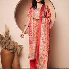 Women Maroon Printed Mirror work Kurta with Palazzo & Printed Dupatta