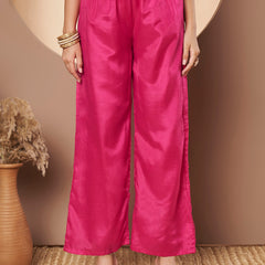 Women Pink Printed Mirror work Kurta with Palazzo & Printed Dupatta