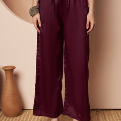 Purple Floral Aari Work Embroidered Kurta with Palazzo & Embroidered Dupatta