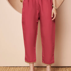 Poshak Hub Women Pink Embroidered Neck Co-Ord Set