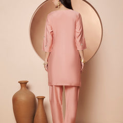Poshak Hub Women Peach Gota patti Mirror work Embroidery Co-Ord Set