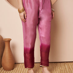 Poshak Hub Women stunning Pink Ombre Embroidered Neck Co-Ord Set