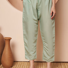 Poshak Hub Women Sea Green Embroidered Neck Co-Ord Set