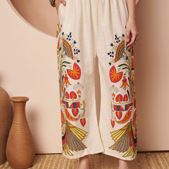 Poshak Hub Women Magenta Co-Ord Set, Shirt Style Tunic with Printed Palazzo