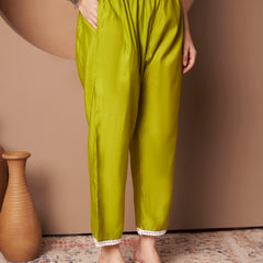 Poshak Hub Women Lime Green Embroidered Neck Co-Ord Set