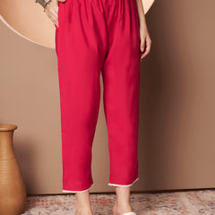 Poshak Hub Women Magenta Embroidered Neck Co-Ord Set