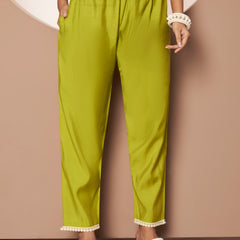 Poshak Hub Women Lime Green Embroidered Neck Co-Ord Set