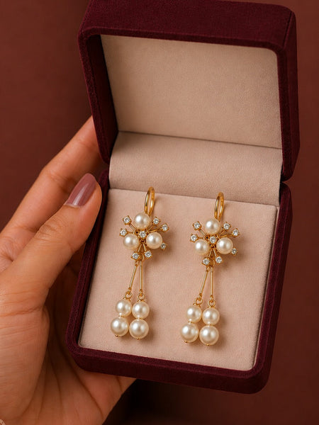 Pearl Blossom Drop Earrings