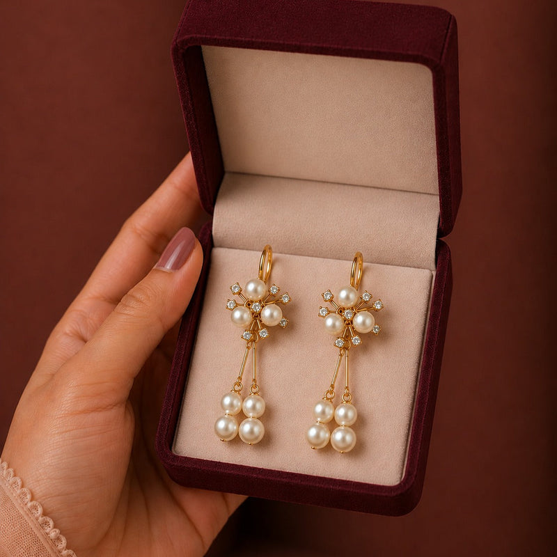Pearl Blossom Drop Earrings