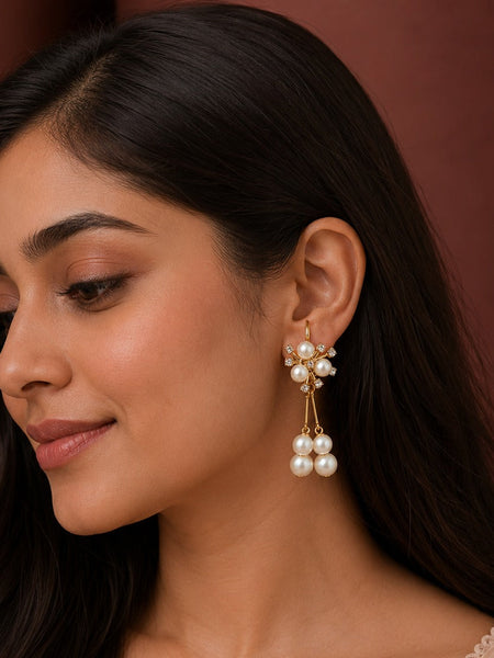 Pearl Blossom Drop Earrings