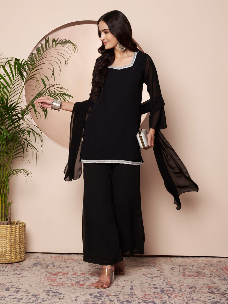 Embellished Kurta with Flared Palazzo Set