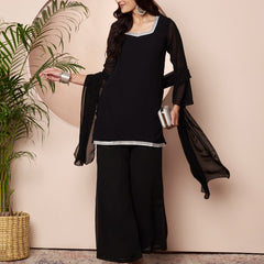 Embellished Kurta with Flared Palazzo Set