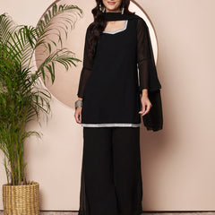 Embellished Kurta with Flared Palazzo Set