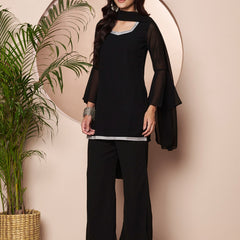 Embellished Kurta with Flared Palazzo Set