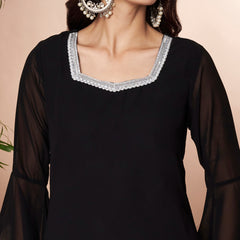 Embellished Kurta with Flared Palazzo Set