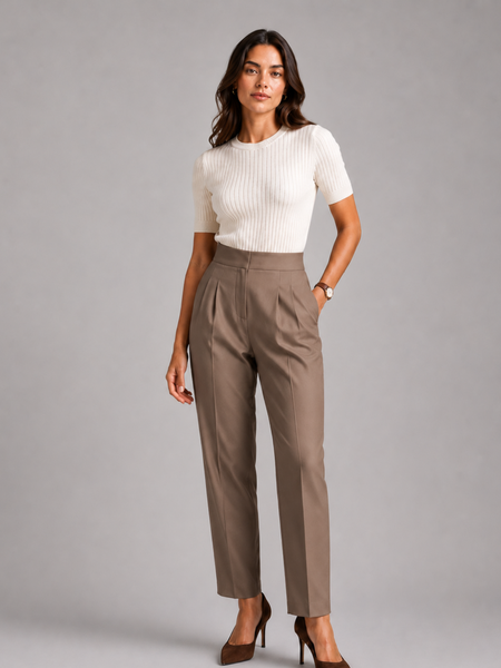 High-Waist Pleated Trousers – Tailored Straight-Leg Formal Pants