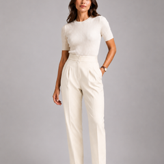 High-Waist Pleated Trousers – Tailored Straight-Leg Formal Pants