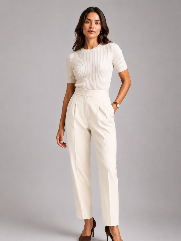 High-Waist Pleated Trousers – Tailored Straight-Leg Formal Pants