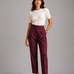 High-Waist Pleated Trousers – Tailored Straight-Leg Formal Pants
