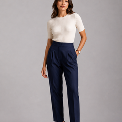 High-Waist Pleated Trousers – Tailored Straight-Leg Formal Pants
