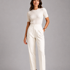High-Waist Pleated Trousers – Tailored Straight-Leg Formal Pants